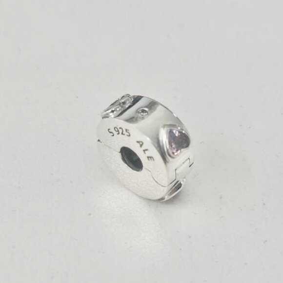 Pandora Pink Heart Clip Charm S925 ALE Sterling Silver Charm For Bracelet - Picture 3 of 3
